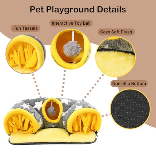 Avont Guinea Pig Tunnel, Small Animal Hideaway Tube Toy | Cozy Plush Tunnel for Guinea Pigs and Small Pets with Non-Slip Bottom and 2-In-1 Design in Medium Size Starry - color: Star, size: Medium
