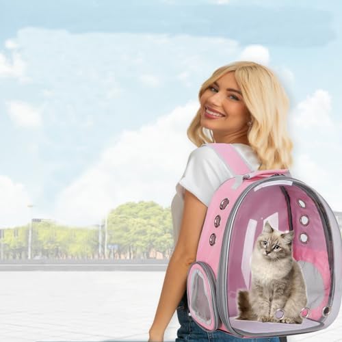 Cat Backpack Carrier, Pet Cat Carrier with Ventilated Design for Carrying Puppy Cats, Pet Carrier Backpack for Traveling/Hiking/Camping/Outdoors Airline Approved Travel Carrier(Pink) - color: Pink