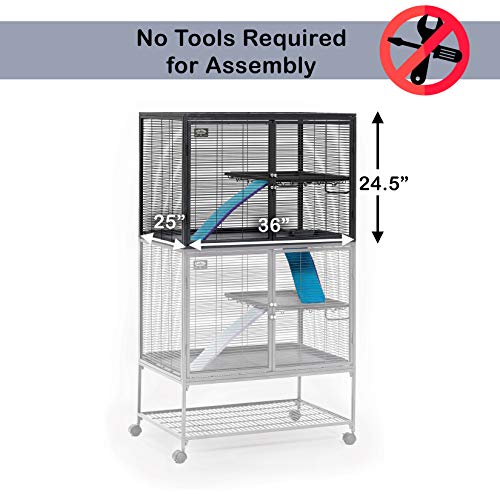 Critter Nation by MidWest Homes for Pets Add-On Unit, Small Animal Cage Extension for Rats, Chinchillas, Ferrets and Sugar Gliders, with Full-Width Doors, Ramps, Resting Shelf and Removable Base Pan - color: Black: 1/2 Inch Wire Spacing: Critter Nation, s