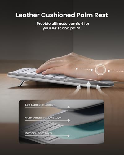 ProtoArc EKM01 Plus Wireless Ergonomic Keyboard Mouse Combo - White Silver | Full-size Split Keyboard with Cushioned Wrist Rest, Ergonomic Mouse, 3-Device Bluetooth/2.4G, USB-C Rechargeable - color: White Silver