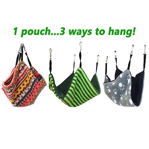 Parachute Pouch (Giraffe) - Hanging Fleece Cage Accessory Toy for Sugar Gliders, Marmosets, Rats, Hamsters, Flying Squirrels, Ferrets, Birds, Chinchillas, Parrots - Hammock, Tower, Bed, Nest Pouch