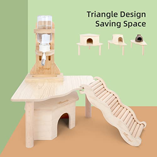 Niteangel Hamster Play Wooden Platform: Triangle - 9" L x 9" W - 6.3" H | Can Maximizes Cage Space & Enriches Pet environment for Dwarf Syrian Hamsters Gerbils Mice Degus or Other Small Pets - color: Burlywood, size: Triangle - 9'' L x 9'' W - 5.9'' Heigh
