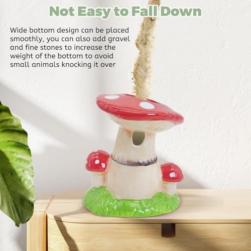 PINVNBY Hamster Water Bottle No Drip Ceramic Automatic Gerbil Water Bottle 80ML Water Dispenser with Mushroom Stand Holder for Gerbils Syrian Hamsters Dwarf Hamsters Mice (Red) - color: Red