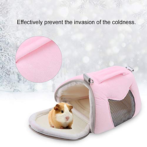 Breathable Small Pet Carrier Bag, Pet Carrying Bag for Hamster Gerbil Rat Ferret, Mesh Ventilated Travel Outdoor Bag with Shoulder Strap for Small Animals (Pink) - color: Pink