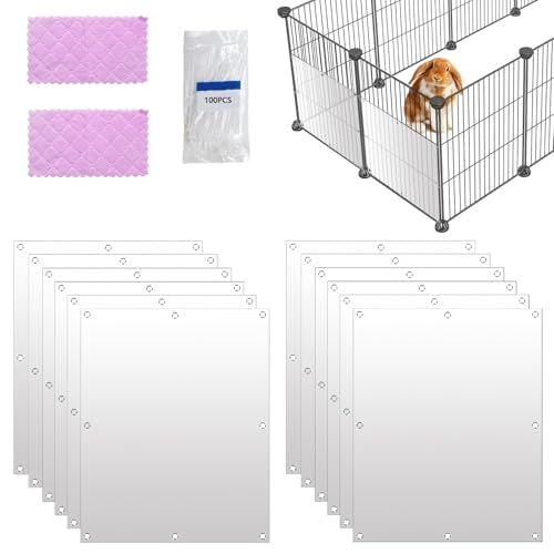 12 Pcs Pet Cage Liner Protection 10 × 8'' Rabbit Cage Urine Guard Side Lining Shield Covers Prevent Scatter for Guinea Pig Bunny Hedgehog Hamster Small Animals