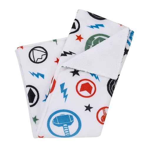 NoJo Marvel The Avengers Red, White, and Blue Super Soft Sherpa Baby Blanket - color: The Avengers Red, White, and Blue