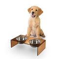 DBL2000D Keaton 5" Small/Medium Modern Acrylic Rectangular Elevated Pet Feeder with 20oz 2-Stainless Steel Bowls, Amber/Chrome - color: Amber/Chrome, size: 20 Ounces (5" Cups 2-Pack)