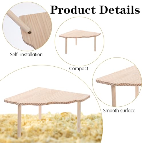 Wooden Hamster Platform, 8.7×8.7'' Large Hamster Play Wooden Platform Wood Stand 4.7'' Height Hamsters Cage Platforms Small Animal Wood Stand Cage Accessory for Hamsters Squirrel Small Pets