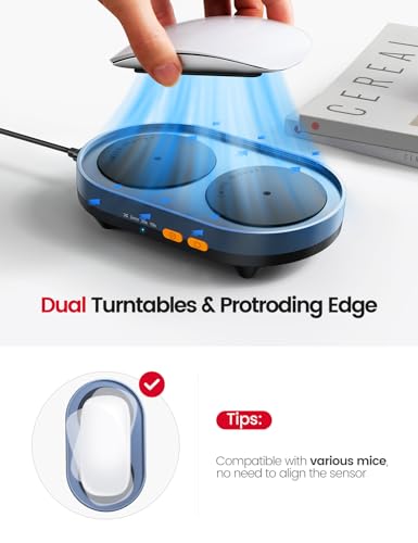 Vaydeer Dual Turntable Mouse Mover, Turbo 3 Mouse Jiggler with Adjustable Intervals, ON/Off Switch, Undetectable & Noiseless Mouse Shaker Simulate Realistic Mouse Movement for Secure Computer Activity