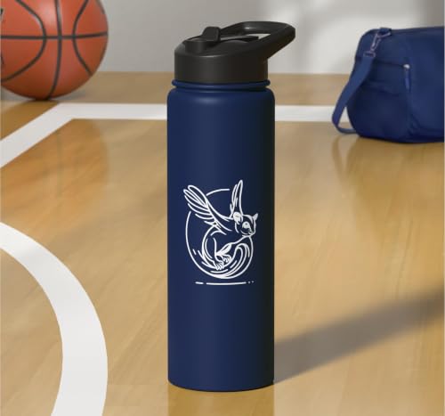 Sugar Glider Line Art Animal Lover Stainless Steel Insulated Water Bottle - color: Navy Blue