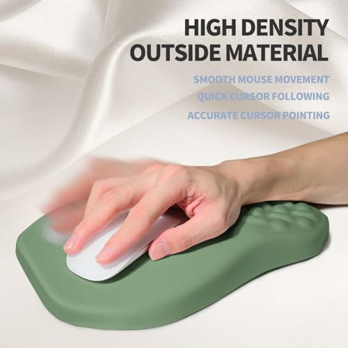 Ergonomic Raised Mouse Pad Wrist Support with Bilateral Slope Memory Foam Mousepad for Wrist Rest and Carpal Tunnel Pain Relief 11.8x7.9〃 Green - color: Green