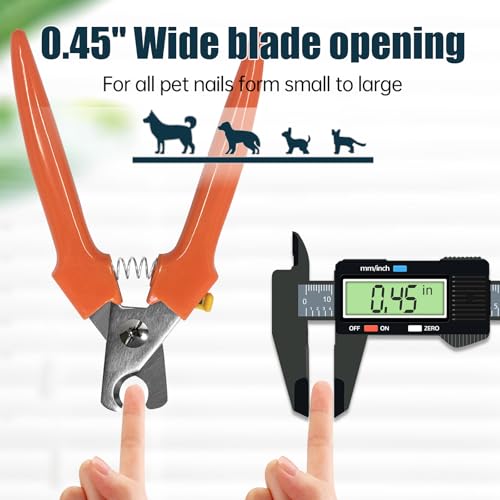 Dog Nail Clippers #767C w/Nail File, Trimmers for Large & Small Dogs | 767C dog nail trimmers + diamond-flake file. 0.45" opening for thick nails. Spring-action, ergonomic. Smooths sharp edges. - color: Red