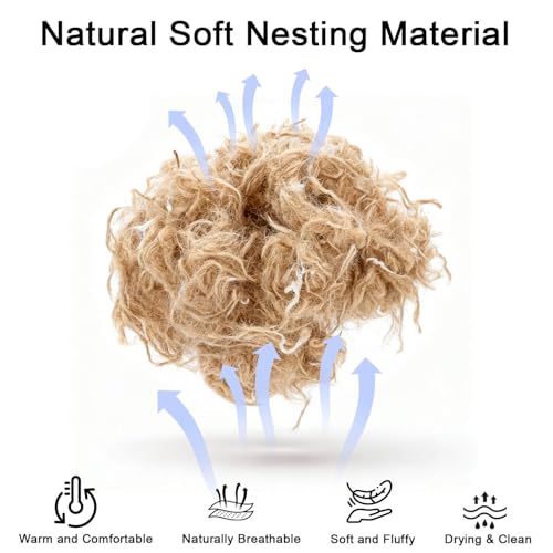 Natural Bird Nesting Materials, 4 Kinds Mixed Fibers (Jute, Hemp, Cotton, Grass), Professional Ratio Safe Nesting Pads for Budgies, Parrots, Finches, Canaries & Other Small Birds (200g/7oz) - style: 200g Natural Bird Nesting Materials