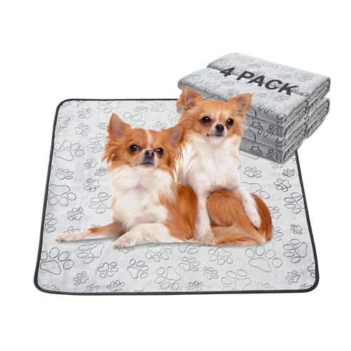 Reusable Puppy Pads, Washable Pee Pads, Leakproof 30"x 34" 4 Pack | High Absorbency Dog Training Pads, Wee Wee Pads With Waterproof Non-Slip Base For Indoor Potty, Crates, Playpen & Senior Dogs - size: 30x34(pack of 4)-Gray