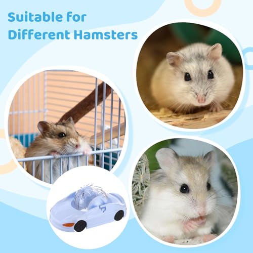 Hamster Exercise Ball Sports Car, Hamster Car with Detachable Transparent Ball, 3 Modes Funny Exercise Wheel, Small Exercise Ball for Dwarf Small Pet (Blue)