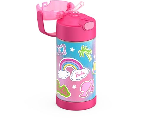 THERMOS FUNTAINER Water Bottle with Straw, 12oz, Barbie | Kids Stainless Steel Insulated Water Bottle, Keeps Drinks Cold Longer for School & Play, BPA-Free - color: Barbie, size: 12 Ounces