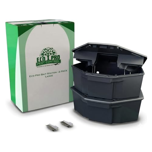 Mouse Bait Station 2 Pack Large Size, Tamper-Resistant Lockable Bait Boxes Indoor Outdoor, Large Rodent Bait Box with Key, Reusable Weather-Resistant Pest Control - size: 2-Pack Large