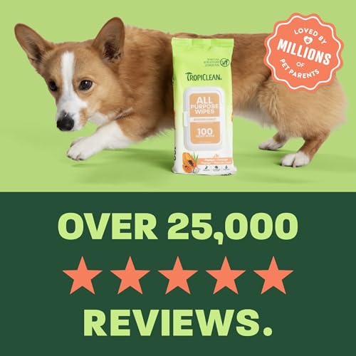 TropiClean All Purpose Dog Cleaning Wipes, Papaya Scent, 100ct, 4 Pack