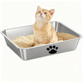 Stainless Steel Litter Box, Metal Cat Litter Pans-4“ Height Low Entry Indoor Pet Toilet Supplies for Kitty, Kitten, Rabbit, Puppy,No Stick Easy Clean-No Smell - size: 17.7" x 13.8"x 4"