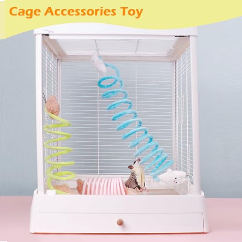 Rat Hammock and Sugar Glider Toy Set Cozy Hanging Bed with 3 Piece Climbing Ropes for Small Pets Includes Green Blue Yellow Swing Toys