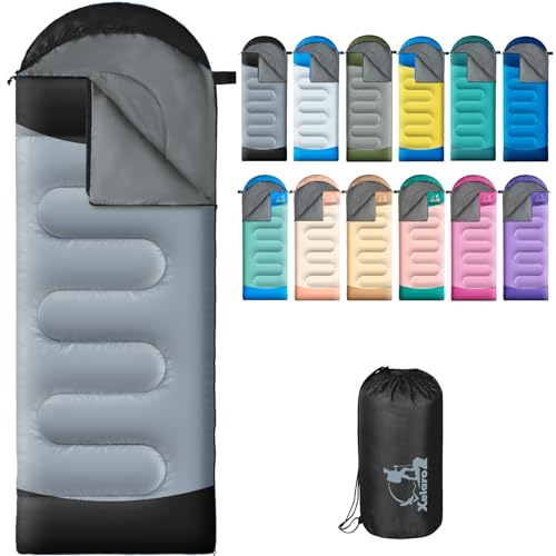 Sleeping Bags for Adults Kids - 3 Season Cold&Warm Weather Waterproof Camping Sleeping Bag - Lightweight Sleeping Bags for Camping Hiking Outdoor Travel - color: Black&Gray
