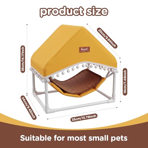 Guinea Pig Hammock with Stand,Rabbit Bed with Removable Cushion,Hamster Hideout House,Small Animals Accessories for Guinea Pigs,Hamsters,Ferrets,Chinchillas,Hedgehogs