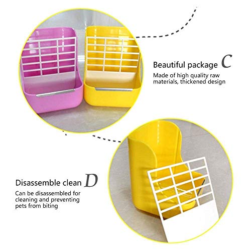 Hay Food Bin Feeder, Hay and Food Feeder Bowls Manger Rack for Rabbit Guinea Pig Chinchilla and Other Small Animals (Pink) - color: Pink