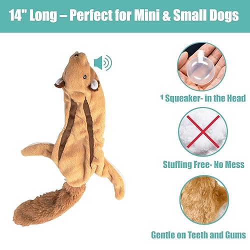 SPOT Skinneeez Flying Squirrel 14 Inch Stuffing-Free Plush Squeaky Dog Toy – Soft Tug-of-War Toy for Small and Medium Dogs – Mess-Free Interactive Chew Toy for Moderate Chewers - style: Mini Flying Squirrel