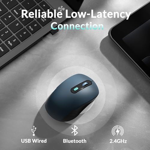 Keychron BM25 Silent Quiet-Click Mouse, Ergonomic Rechargeable Mice with Tri-Mode, 2.4G/Bluetooth 5.2/Wired, 1000Hz Polling Rate, Adjustable DPI, Programmable for Mac, Windows, Linux - Space Gray - color: Gray