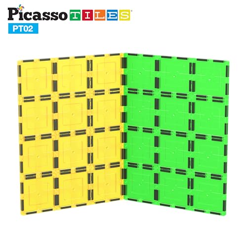 PicassoTiles Kids Toy Magnetic Building Blocks Magnet Tiles Supersized 2pc Large Stabilizer Base Jumbo XL Plate Foundation Education Construction Kit Engineering STEM Children Learning Stacking Set - style: 2 pcs XL Plate