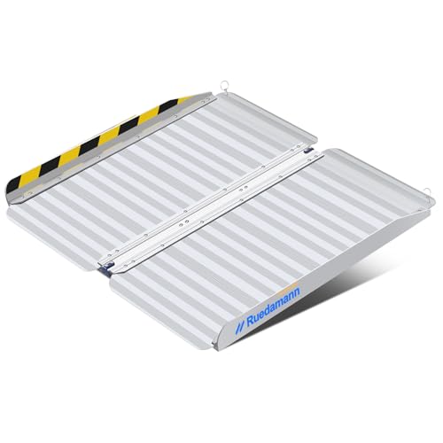Ruedamann 2 FT Portable Wheelchair Ramp, Non-Slip Aluminum | Wheelchair Ramp With Upgraded Hinge, Aluminum Folding Ramp for Doorways, Ramp for Wheelchairs, Scooters, Steps, Stairs, Pets - size: 2FT Silver(Using Height 2-6'')