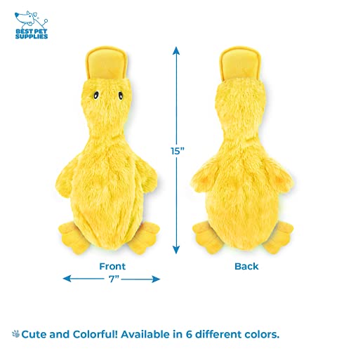 Best Pet Supplies Interactive Squeaky Dog Chew Toy, Ideal Dog Toys for Chewers, Small, Medium & Large Dogs, and Fetch Lovers - Crinkle Duck (Yellow, Purple & Turquoise), Large - color: Crinkle Duck (Yellow, Purple & Turquoise), size: Large