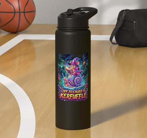 Off To Cause A Kerfuffle Wizard Mouse Riding Snail Stainless Steel Insulated Water Bottle