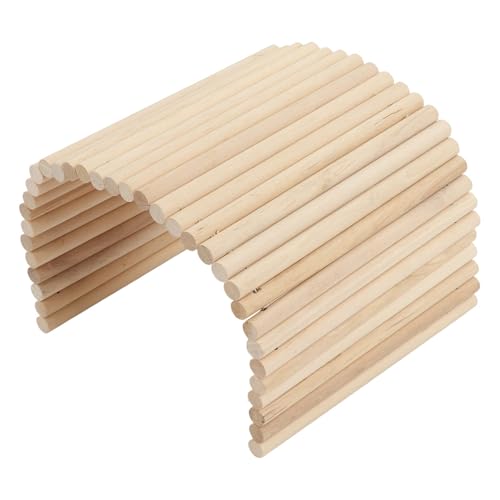 Wooden Hamster Bridge, Flexible Bendable Chew Tunnel Hideout for Small Pet Cages Natural Birch Wood Ladder Ramp Hut 1 Piece