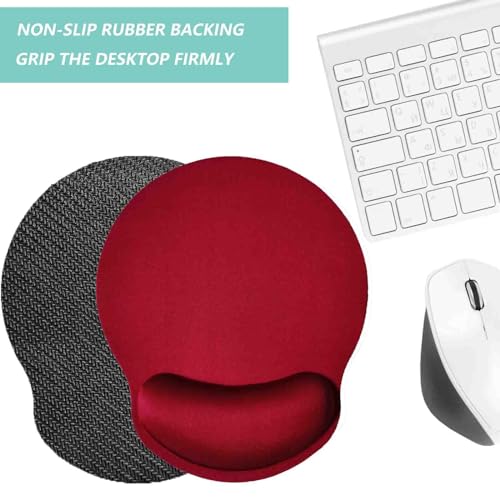 Mouse Pad with Wrist Support, Ergonomic Mouse Pad with Memory Foam Wrist Rest Cushion, Non-Slip Rubber Base Gaming Mice Pad for Home Office Computer Laptop, Red - color: Red