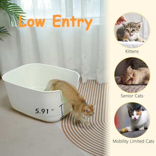 SpaceTime Extra Large Litter Box with High Sides,24.2" Lx16.3 Wx12.9 H XL Multi Cat Litter Pan for Kitty,Cat Boxes for Indoor Cats,Jumbo Litter Boxes for Big Cats,Anti-Splashing,Easy to Clean (Green) - color: Green