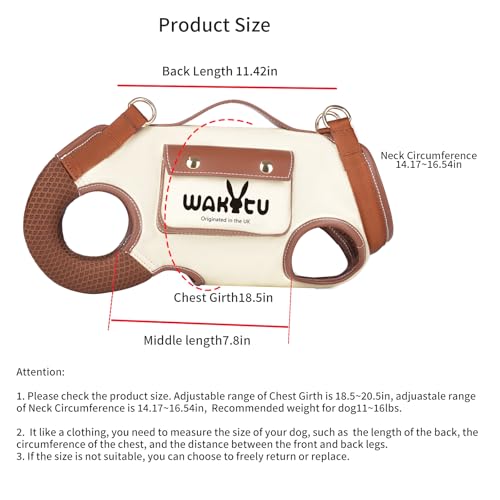 Wakytu Dog Lift Harness Dog Carrier VES Harness Adjustable Leash with Small Puppy Treat Bag,Fits Most Cars,L | stylish puppy sling carrier with handle & pocket,adjustable leash,walking & travel - color: 1.0 White, size: Large(11-16 LBS)