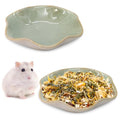 BNOSDM Shallow Ceramic Hamster Food Dish 2 Pcs Small Animals Food Bowl Lotus Feeding Dishes for Gerbils Mice Rats 4.5in (Green) - color: Green Lotus