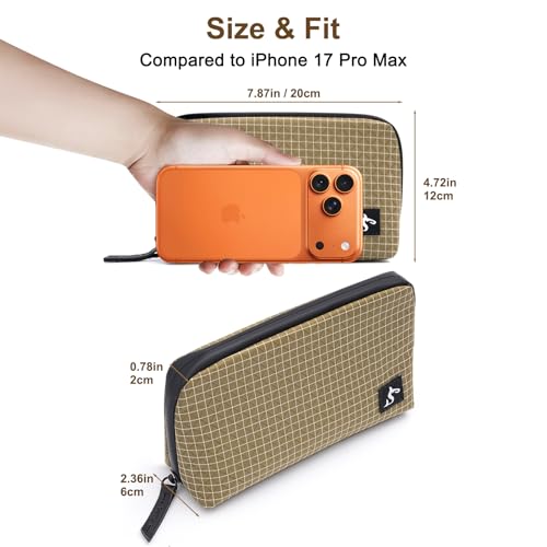 simtoper Small Electronics Organizer Travel Case – Slim Travel Cable Pouch for Small Tech Accessories, Cords, Chargers, Earbuds – Lightweight Mini Tech Bag for Backpack, Business, Travel - color: Brown Plaid, size: Small