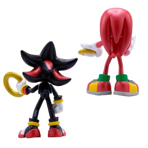 Just Toys – Sonic the Hedgehog Metallic Knuckles & Shadow Figure 2-Pack | Two 4-inch buildable Knuckles and Shadow figures with swappable arms and accessories in a collector window box. Ages 3+ - style: Metallic 2 Pack - Knuckles & Shadow