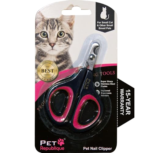 Cat Nail Clippers by Pet Republique – Professional Stainless-Steel Nail Clipper for Cats, Kittens, Hamster, Rabbits, Birds, & Small Breed Animals Claw Trimmer (Black+Pink) - color: Black & Pink