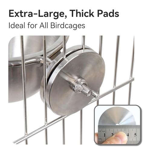 AOTU 2PCS Anti-Snatch Stainless Steel Parrot Feeding Cups with Locking Buckle - Bird Food & Water Bowls, Essential Bird Cage Accessories for Cockatiel, Conure, Budgie, Macaw Gray Parrot & Small Pet - color: S+L (10+12 oz)