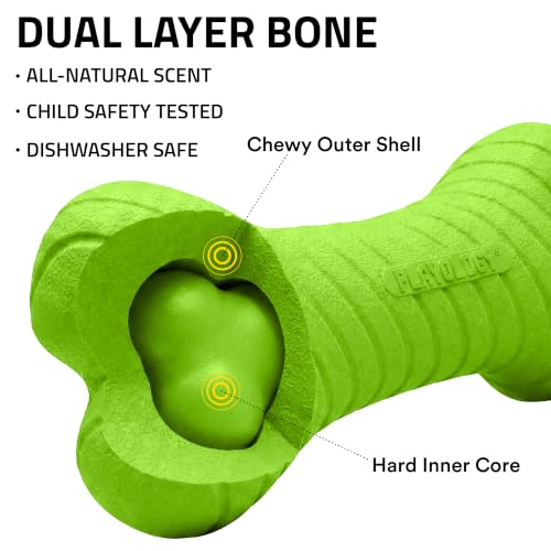 Playology Dual Layer Bone Dog Chew Toy - Jumbo, Sweet Potato Scent | Rubber Construction, All Natural Scent, Heavy Duty Design - size: Jumbo, style: Sweet Potato