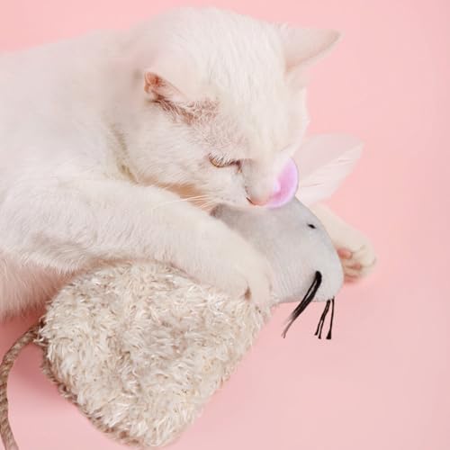 Ipetboom Refillable Catnip Cat Toys, 3pcs Cat Chewing Toys Cartoon Mouse Shaped Pet Plush Cartoon Doll for Kittens Teething and Playtime Fun