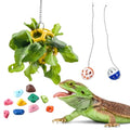 13PCS Bearded Dragon Toys, Set Including 1 Turtle Feeder Ball, 2 Bells Exercise Balls, 10 Climbing Stones,Interactive Toys for Reptile Tank, Lizard and Gecko Play