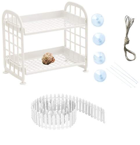 Hermit Crab Habitat Accessories - Plastic Grid Ladder Hammock for Hermit Crab, Hamster, Guinea Pig (White)