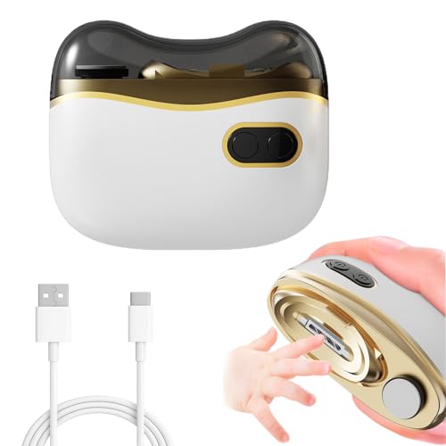 Electric Nail Clipper, Electric Automatic Nail Clippers with Light Nail Trimmer 2 Speeds Automatic Nail Clipper Storage Compartment with Debris, for Adults, the Elderly, and Children(White) - color: White