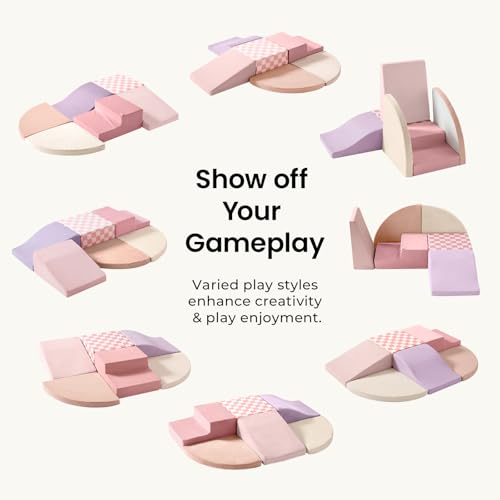 Tiny Land Soft Foam Climbing Blocks for Toddlers, 6-Piece Foam Blocks - color: Pink Pastel