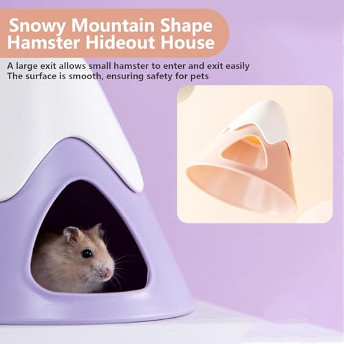 Hamster Hideout, Snowy Mountain Shape Hamster Hide House,Cute Small Animal Habitat Hideaway Hut for Syrian Hamsters, Mice, Gerbils, Rats (Pink) - color: Cute Pink