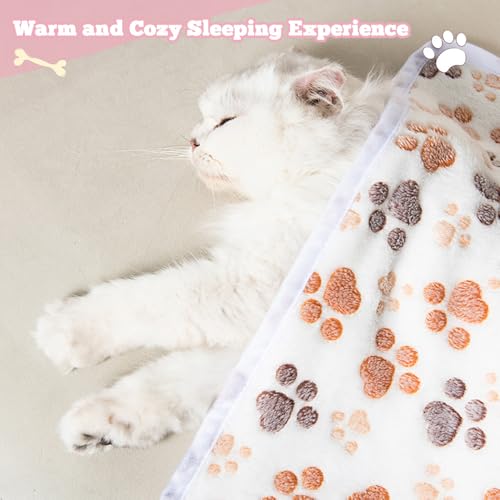 12 Pcs Small Dog Blanket Fleece Puppy Blankets Washable Pet Blankets for Cats Soft Flannel Paw Printed Throw for Guinea Pig Indoor Kittens Doggie (23 X 16 Inch, White, Dark Gray, Pink, Camel) - color: Gray, White, Camel, Pink